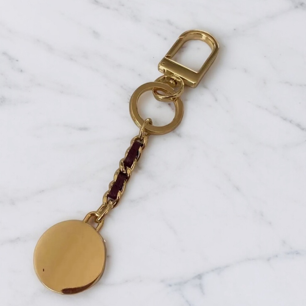 Tory Burch Mercer Leather Inlay Key Chain Fob - Picture 2 of 4